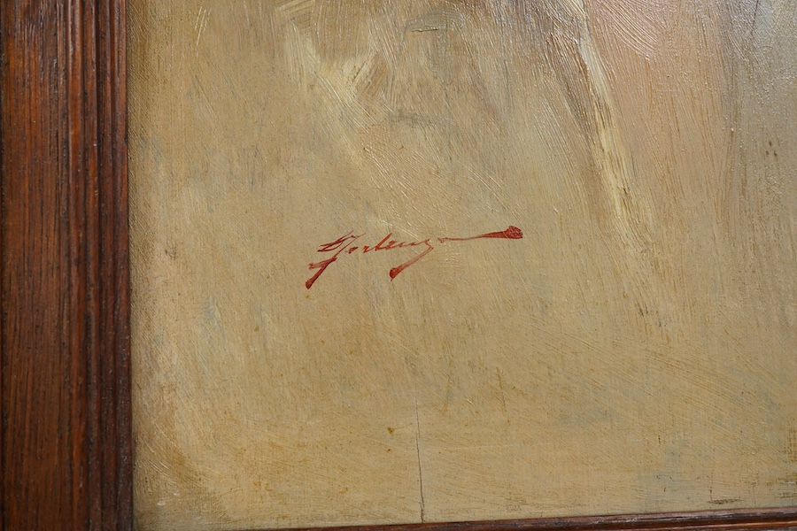 Early 20th century, Italian School, Portrait of a figure wearing a hat, indistinctly signed and inscribed verso, oil on panel, 28 x 17cm